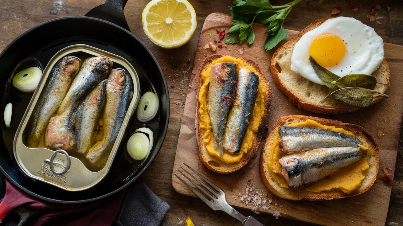 Cena con una lata de sardinas, mi receta favorita del otoño. Parece elaborada pero es tan sencilla y rápida como una tortilla